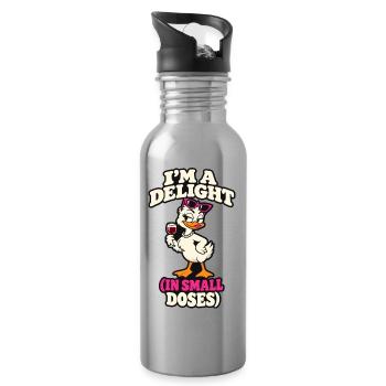 Ich bin ein Vergnügen in kleinen Dosen frechen Entenwein - Trinkflasche mit integriertem Trinkhalm - Lightsilver - Rechts