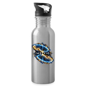 MELVIG – Blauer Ringnebel - Trinkflasche mit integriertem Trinkhalm - Lightsilver - Rechts