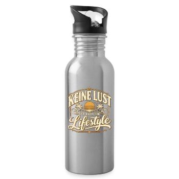 Kein Lust, Ist Auch Ein Lifestyle - Trinkflasche mit integriertem Trinkhalm - Lightsilver - Rechts