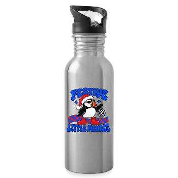 Festliche kleine Bedrohung Lustiger Weihnachtspuffin - Trinkflasche mit integriertem Trinkhalm - Lightsilver - Rechts