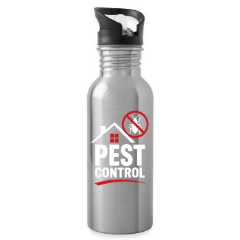 Schädlingsbekämpfungs-Logo - Trinkflasche mit integriertem Trinkhalm - Lightsilver - Rechts