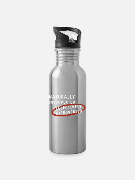 Naturally Introverted Selectively Extroverted - Trinkflasche mit integriertem Trinkhalm - Lightsilver
