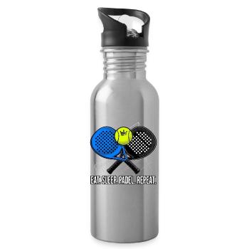 Padel, Padel-Sport, Padel-Humor - Trinkflasche mit integriertem Trinkhalm - Lightsilver - Rechts