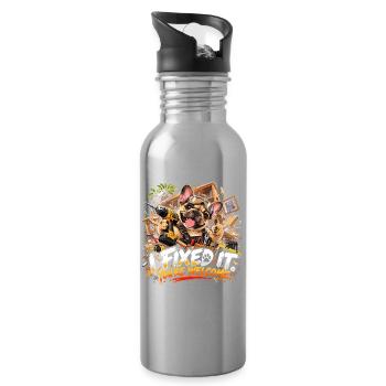  Fixer You’re Welcome Französische Bulldogge - Trinkflasche mit integriertem Trinkhalm - Lightsilver - Rechts