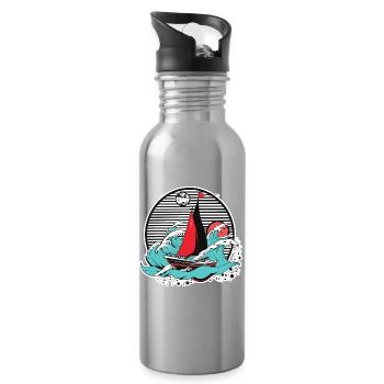 Grafik Segeln - Trinkflasche mit integriertem Trinkhalm - Lightsilver - Rechts