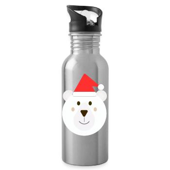 Niedlicher Weihnachts-Eisbär - Trinkflasche mit integriertem Trinkhalm - Lightsilver - Rechts