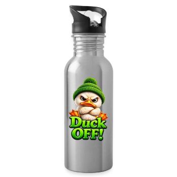 Ente Mütze Grimmig Duck Off - Trinkflasche mit integriertem Trinkhalm - Lightsilver - Rechts