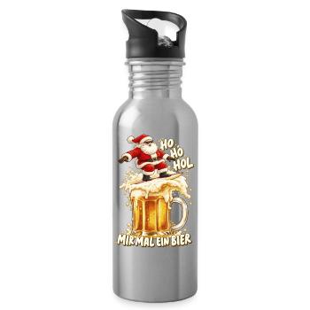 Ho Ho Hol mir mal ein Bier Surfender Weihnachtsman - Trinkflasche mit integriertem Trinkhalm - Lightsilver - Rechts