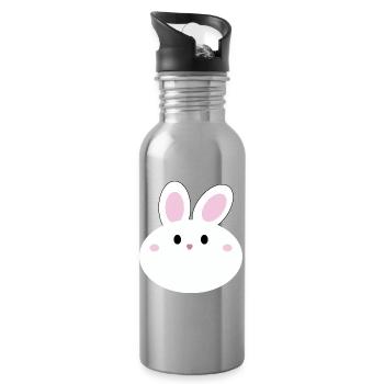 Süßes Kawaii-Kaninchen - Trinkflasche mit integriertem Trinkhalm - Lightsilver - Rechts