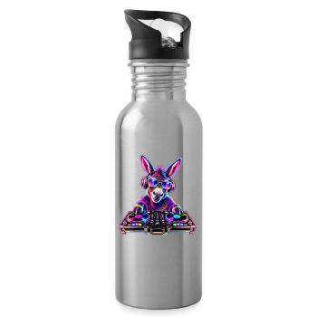 Neon DJ Donkey - Trinkflasche mit integriertem Trinkhalm - Lightsilver - Rechts