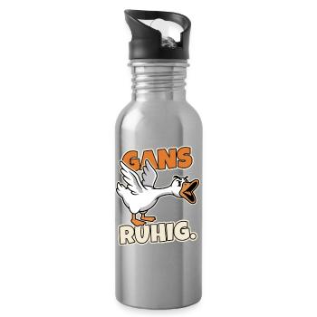 Gans ruhig Wütende Gans Spruch - Trinkflasche mit integriertem Trinkhalm - Lightsilver - Rechts
