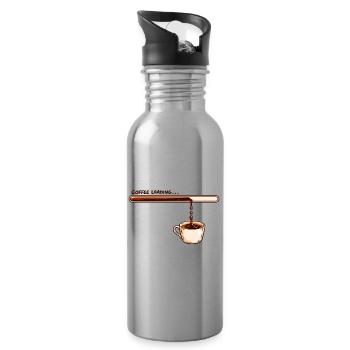 Coffee Loading Kaffee Spruch für Kaffeeliebhaber - Trinkflasche mit integriertem Trinkhalm - Lightsilver - Rechts