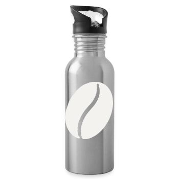 Kaffeebohne Linienminimalistik - Trinkflasche mit integriertem Trinkhalm - Lightsilver - Rechts