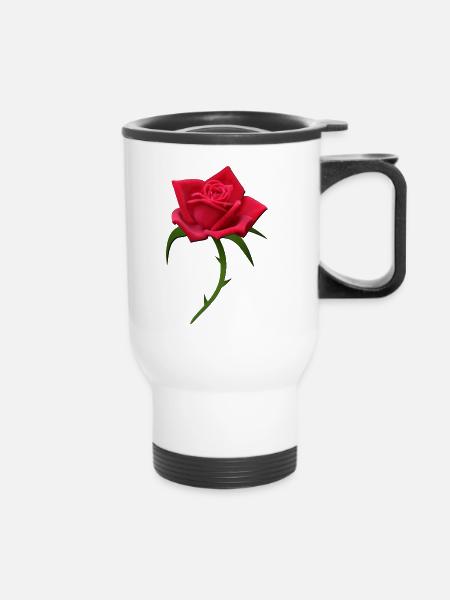 Rose rote Rose rote Rosen - Thermobecher mit Tragegriff - Weiß