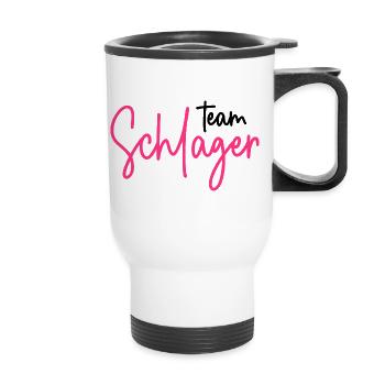 Team Schlager - Schlagerparty - Schlagermusik - Thermobecher mit Tragegriff - Weiß - Vorne