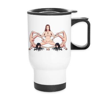 Yoga Érotique Femmes Nues Nues Yoga Yogi - Tasse isotherme avec poignée - blanc - Devant