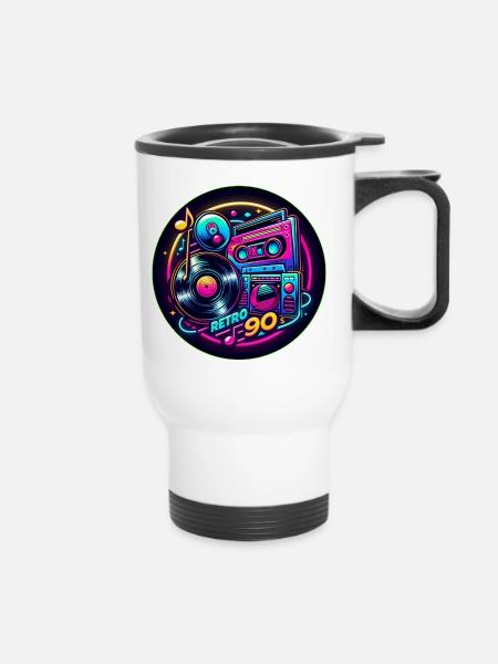 Retro 90s Logo - Thermobecher mit Tragegriff - Weiß