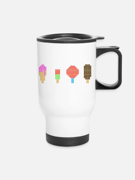 Pixel Eis - Retro Eiscreme - Thermobecher mit Tragegriff - Weiß