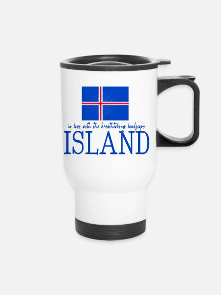 Island Iceland - Thermobecher mit Tragegriff - Weiß