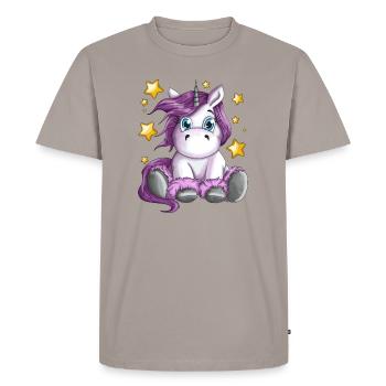Flauschiges Einhorn mit Sterne Illustration Motiv - Männer Premium Bio T-Shirt - Taupe - Vorne - Nico (187cm)