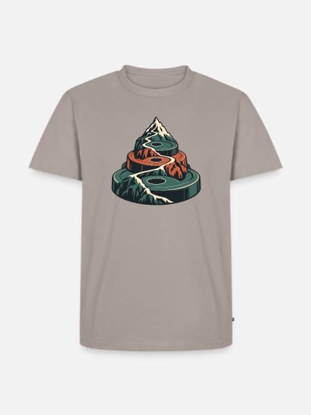 Kraftgipfel – Hantelscheiben mit Berg - Männer Premium Bio T-Shirt - Taupe