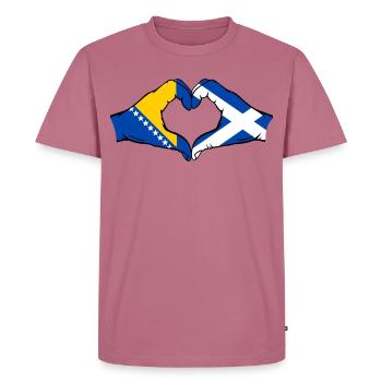 Bosnien Schottland Flagge Hände Herzform - Männer Premium Bio T-Shirt - Mauve - Vorne - Nico (187cm)
