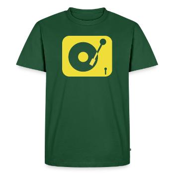 retro T-Shirt Vinyl - Shirt Plattenspieler vintage - Männer Premium Bio T-Shirt - Flaschengrün - Vorne - AI Model Male 185 dark (185cm)