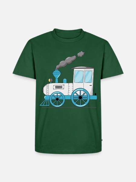 Kinderzug Eisenbahn weiß - Männer Premium Bio T-Shirt - Flaschengrün