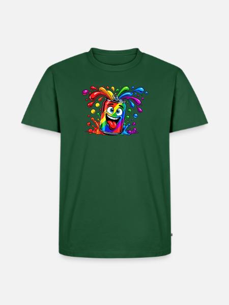 Regenbogen Dose Spaß - Männer Premium Bio T-Shirt - Flaschengrün