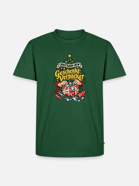 Christbaum-Crew Geschenke-Verpacker - Männer Premium Bio T-Shirt - Flaschengrün
