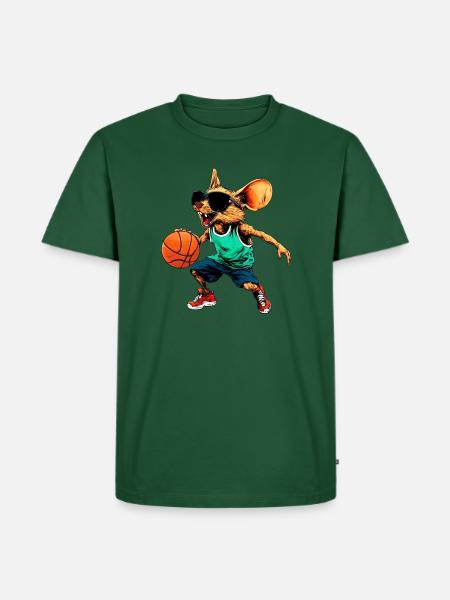 Basketball Maus - Männer Premium Bio T-Shirt - Flaschengrün