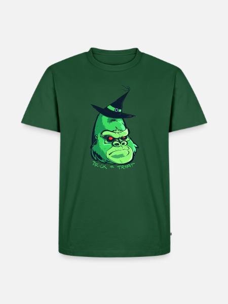 Halloween-Zombie-Gorilla - Männer Premium Bio T-Shirt - Flaschengrün