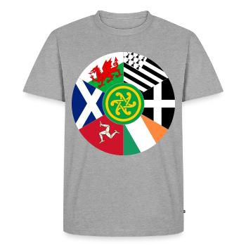 Celtic Nations Flags, Pan Celtic, Wales, Scotland - Men's Premium Organic T-Shirt - heather grey - Front - Nico (187cm)