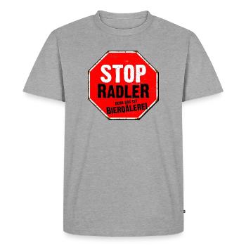 Radler ist Bierquälerei - Männer Premium Bio T-Shirt - Grau meliert - Vorne - Nico (187cm)
