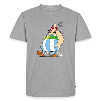 Asterix & Obelix - Obelix Is Singing - Men's Premium Organic T-Shirt - heather grey - Front - Nico (187cm)
