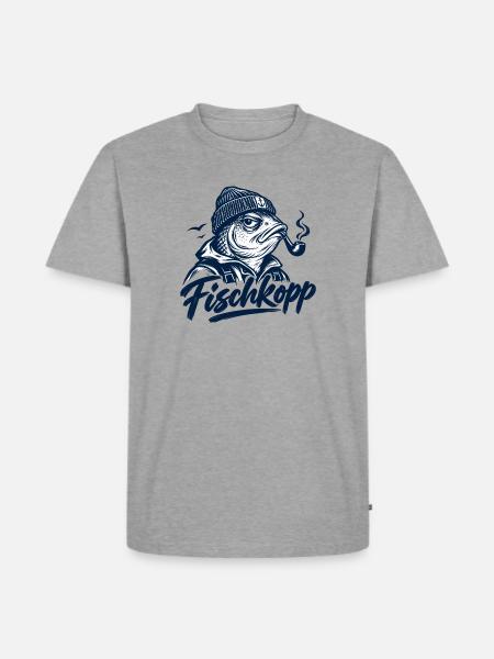 Fischkopp - Fisch - Nordsee - Ostsee - Spruch - Männer Premium Bio T-Shirt - Grau meliert