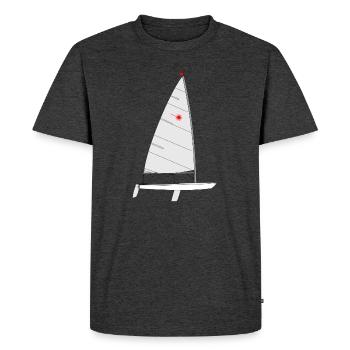 Laser Riss - Männer Premium Bio T-Shirt - Anthrazit meliert - Vorne - Nico (187cm)