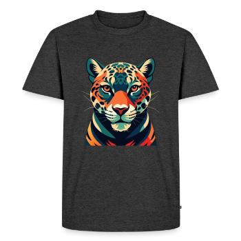 Léopard Personnage De Dessin Animé Animal De Compagnie Coloré - T-shirt Premium bio Homme - anthracite chiné - Devant - Nico (187cm)