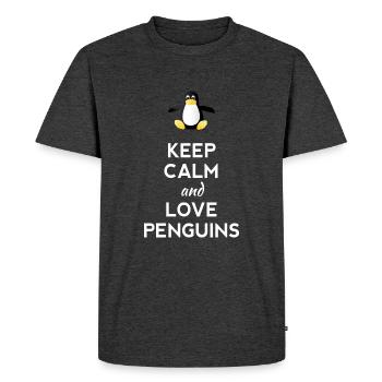 keep calm love Pinguine Linux nerd computer cpu lo - Männer Premium Bio T-Shirt - Anthrazit meliert - Vorne - Nico (187cm)