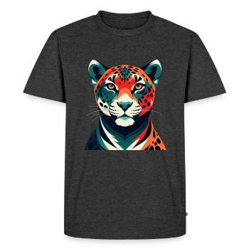 Léopard Dessin animé Personnage Animal de compagnie coloré - T-shirt Premium bio Homme - anthracite chiné - Devant - Nico (187cm)