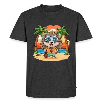 Hedgehog Funny Cartoon Summer Beach Sunglasses - Men's Premium Organic T-Shirt - heather anthracite - Front - Nico (187cm)