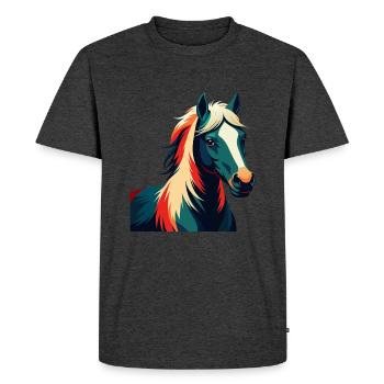 Pony Cartoon Character Colorful Pet Animal - Men's Premium Organic T-Shirt - heather anthracite - Front - Nico (187cm)