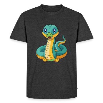 Anaconda Mascotte mignonne Personnage de dessin animé Kawaii - T-shirt Premium bio Homme - anthracite chiné - Devant - Nico (187cm)