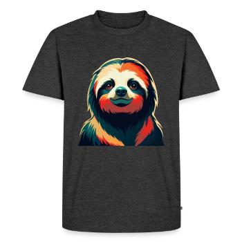 Sloth Cartoon Character Colorful Pet Animal - Men's Premium Organic T-Shirt - heather anthracite - Front - Nico (187cm)