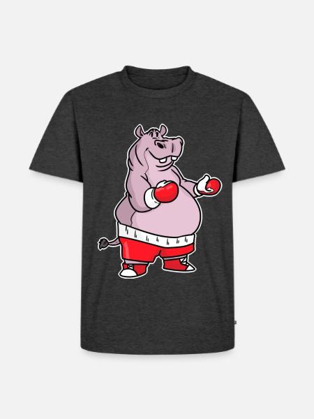 Schlagfertiges Nilpferd Boxring - Männer Premium Bio T-Shirt - Anthrazit meliert