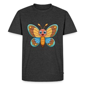 Butterfly Cute Mascot Cartoon Character Kawaii - Men's Premium Organic T-Shirt - heather anthracite - Front - Nico (187cm)