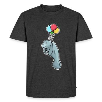 Gemütliche Seekuh Meeresbewohner - Männer Premium Bio T-Shirt - Anthrazit meliert - Vorne - Nico (187cm)
