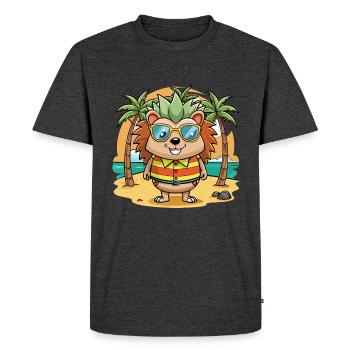 Hedgehog Funny Cartoon Summer Beach Sunglasses - Men's Premium Organic T-Shirt - heather anthracite - Front - Nico (187cm)