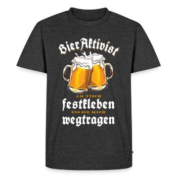Bieraktivist - Bier - Festzelt - wegtragen - Männer Premium Bio T-Shirt - Anthrazit meliert - Vorne - Nico (187cm)