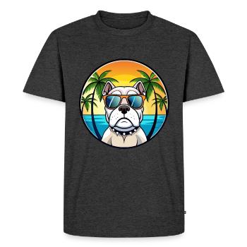 Bouledogue américain race dessin animé lunettes de soleil plage - T-shirt Premium bio Homme - anthracite chiné - Devant - Nico (187cm)